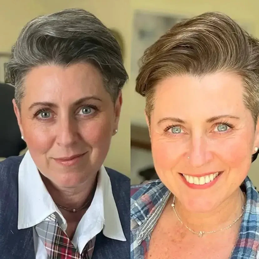 Prima e dopo con Polaris shampoo colorante